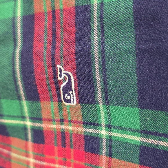 Soft Vineyard vines long Blue Green Red White Button flannel size 10 - Picture 4 of 11